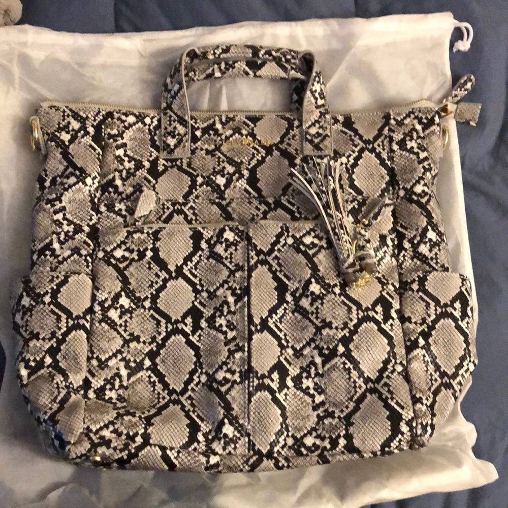 Lily Jade vegan snakeskin diaper bag
